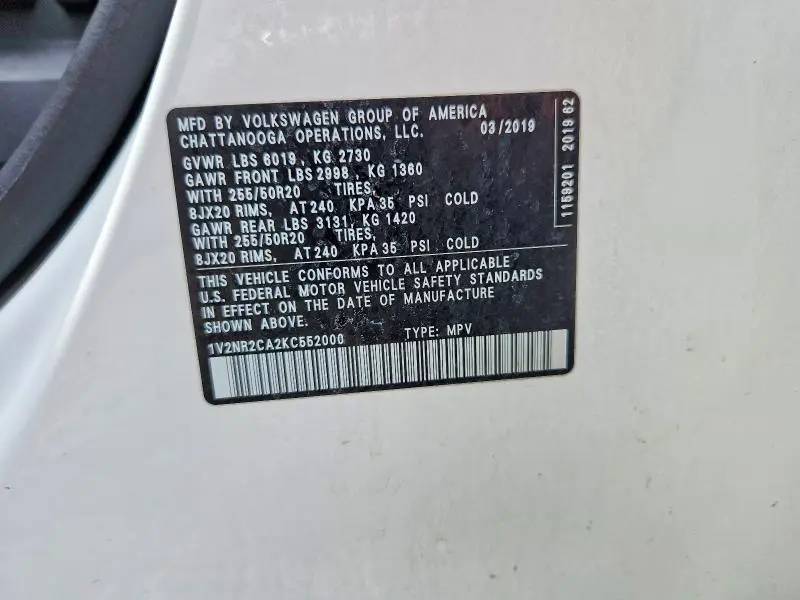 2019 VOLKSWAGEN ATLAS SEL PREMIUM  