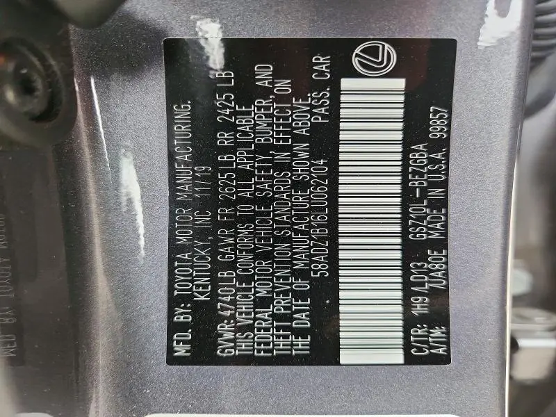 2020 LEXUS ES 350 BASE  