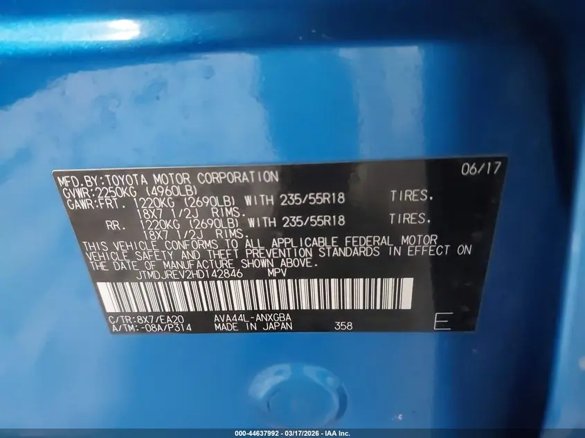 2017 TOYOTA RAV4 HYBRID LIMITED