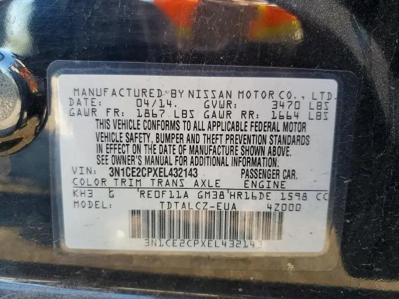 2014 NISSAN VERSA NOTE S PLUS  