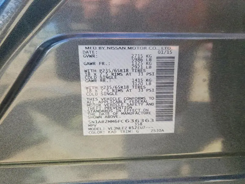 2015 NISSAN PATHFINDER SV  
