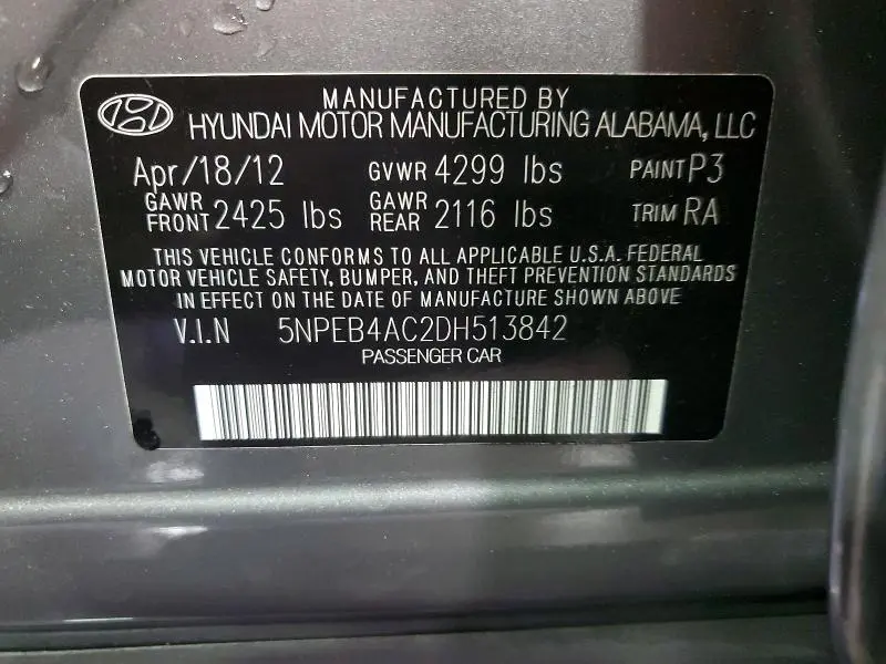 2013 HYUNDAI SONATA GLS  