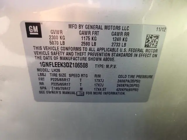 2013 CHEVROLET EQUINOX LT  