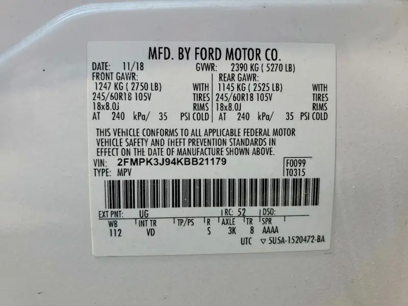 2019 FORD EDGE SEL  