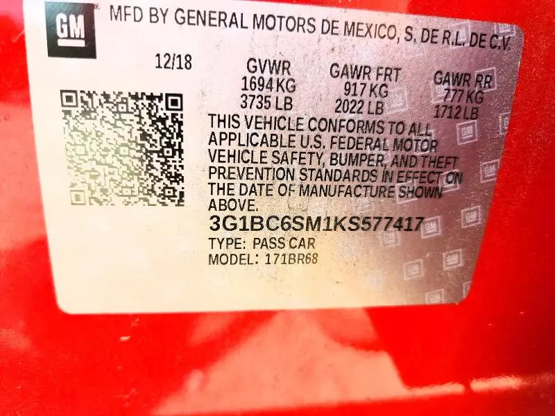 2019 CHEVROLET CRUZE LS  