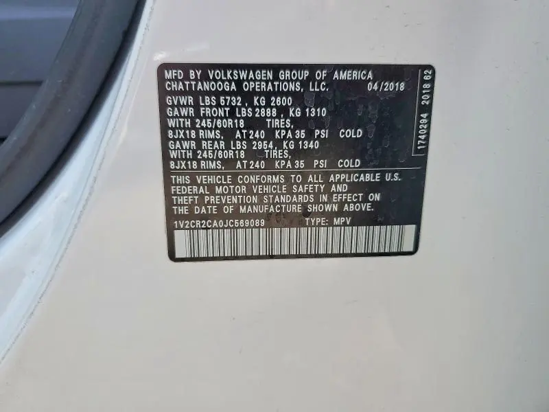 2018 VOLKSWAGEN ATLAS SE SE  