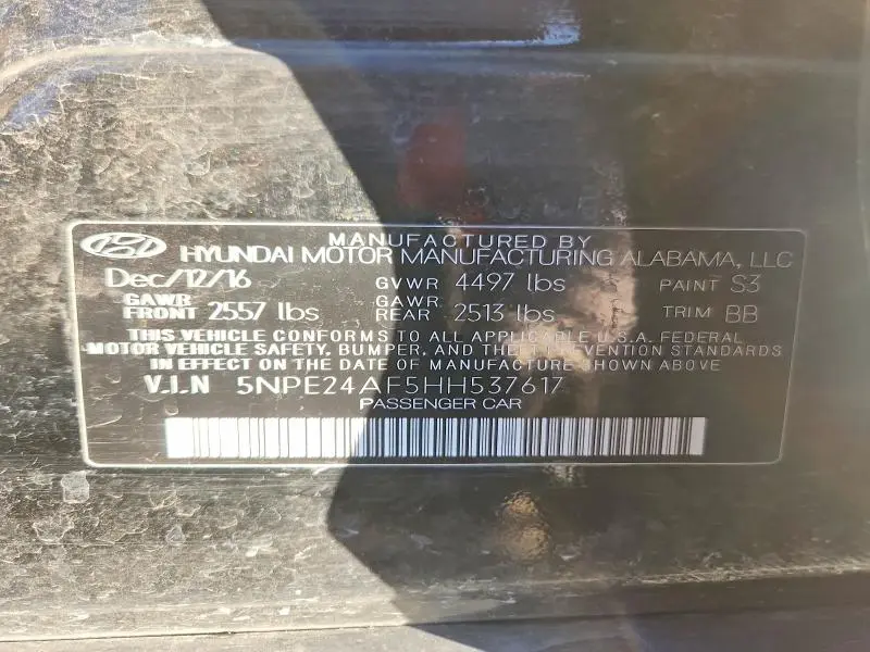 2017 HYUNDAI SONATA SE  