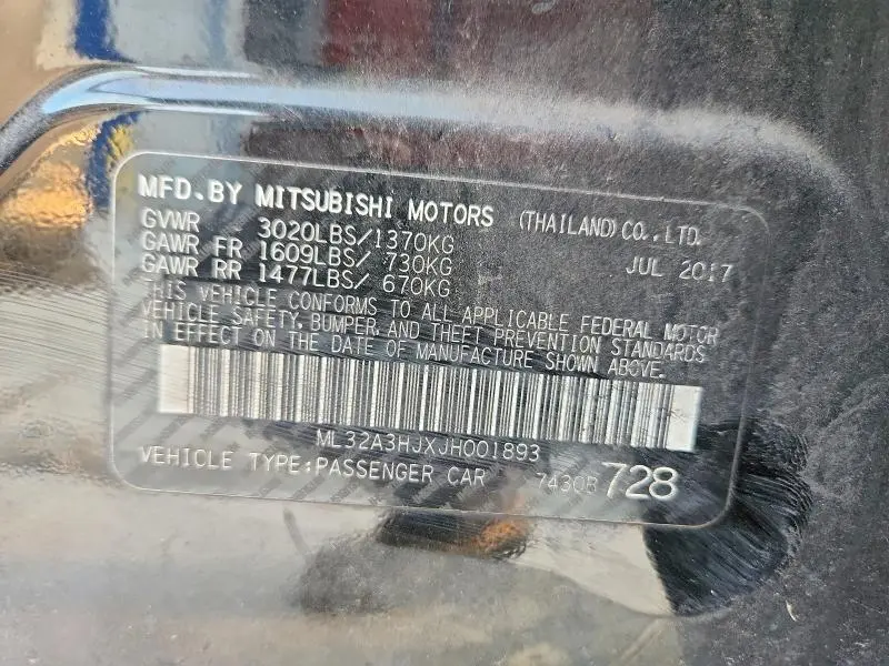 2018 MITSUBISHI MIRAGE ES  