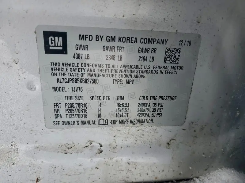 2019 CHEVROLET TRAX 1LT  