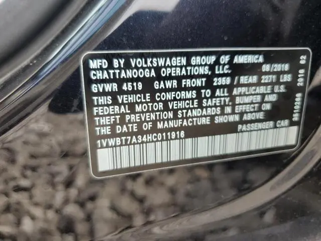 2017 VOLKSWAGEN PASSAT SE  