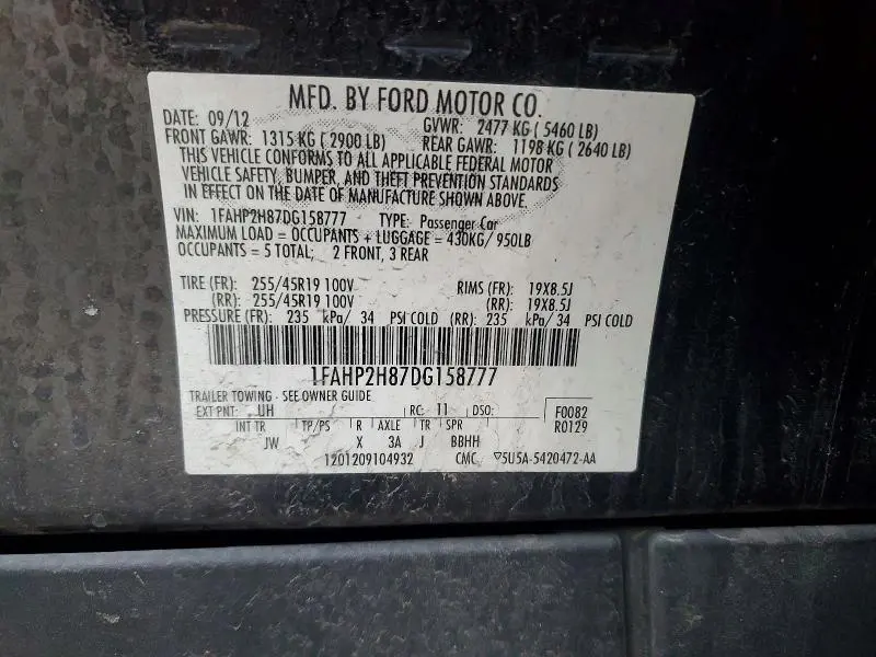 2013 FORD TAURUS SEL  