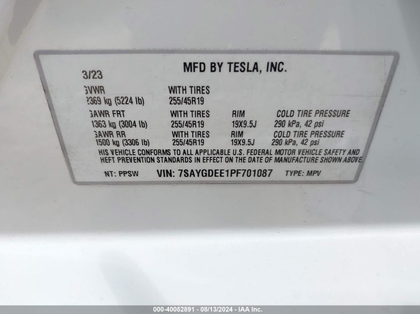 2023 TESLA MODEL Y AWD/LONG RANGE DUAL MOTOR ALL-WHEEL DRIVE