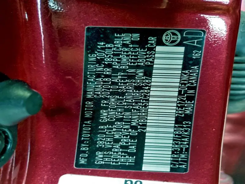 2015 TOYOTA COROLLA L  