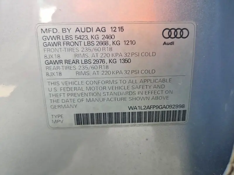 2016 AUDI Q5 PREMIUM PLUS  