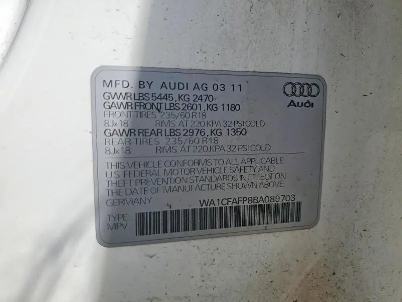 2011 AUDI Q5 PREMIUM  