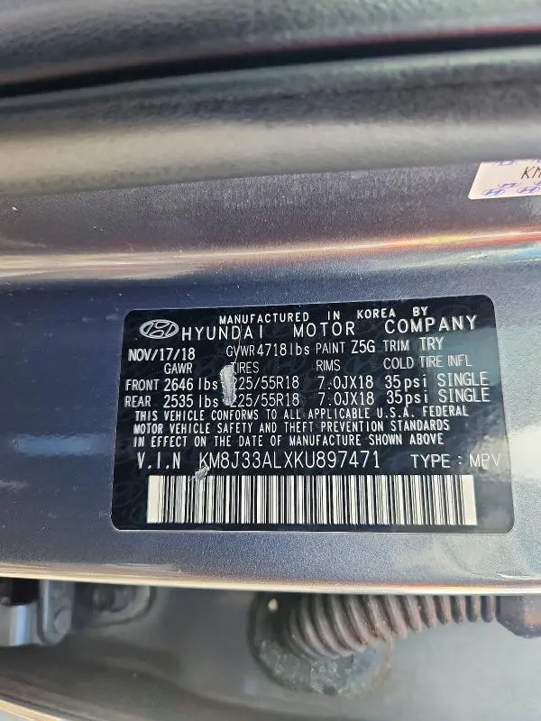 2019 HYUNDAI TUCSON SEL  