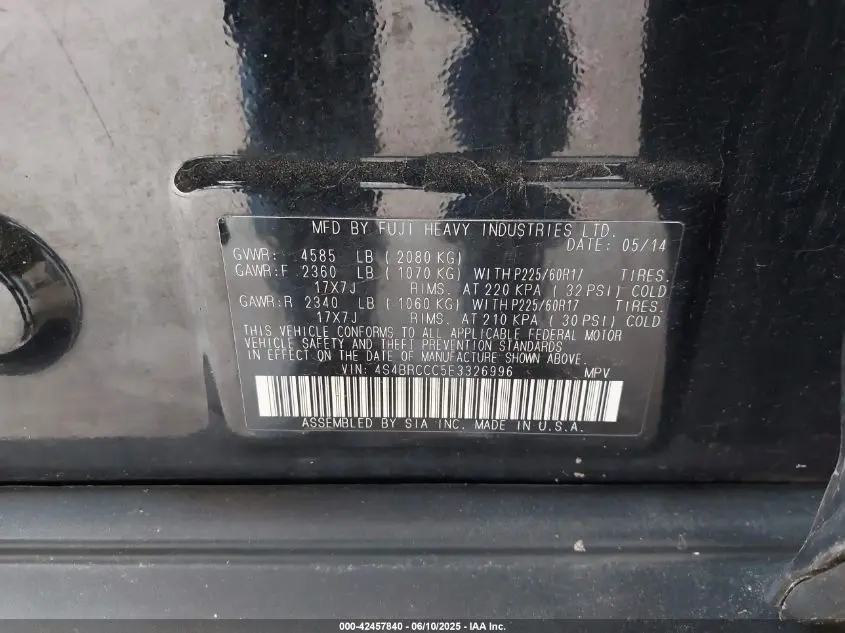 2014 SUBARU OUTBACK 2.5I PREMIUM