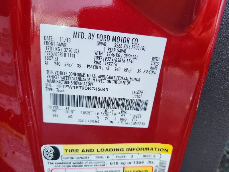 2013 FORD F150 SUPERCREW  