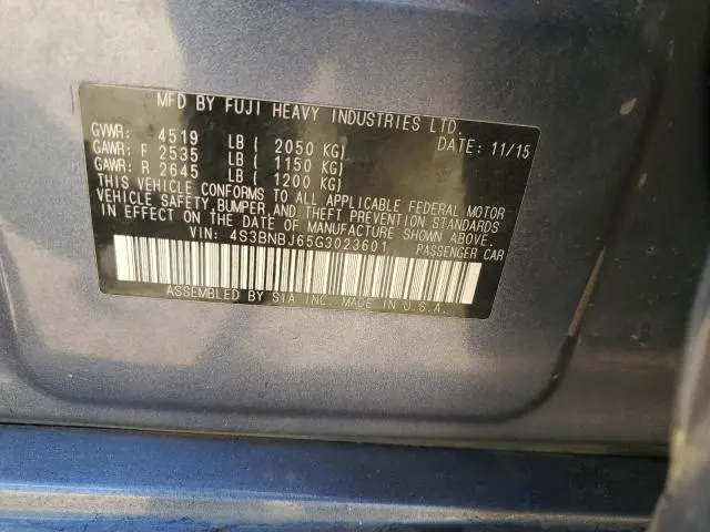 2016 SUBARU LEGACY 2.5I LIMITED  