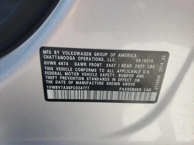 2015 VOLKSWAGEN PASSAT SE