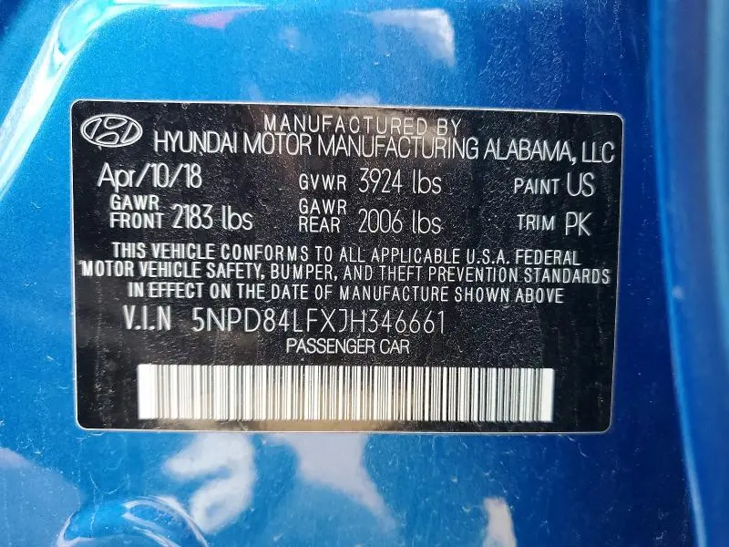 2018 HYUNDAI ELANTRA SEL  