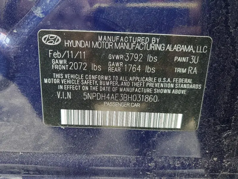 2011 HYUNDAI ELANTRA GLS  