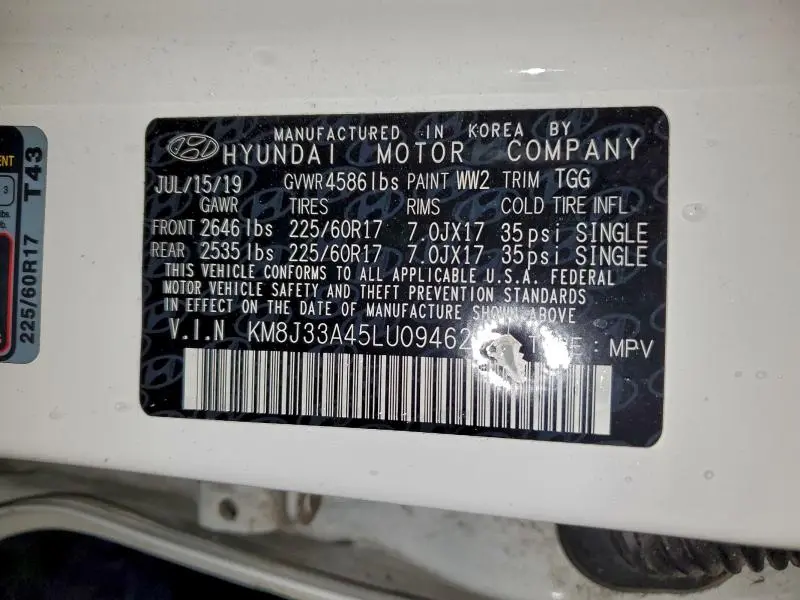 2020 HYUNDAI TUCSON LIMITED  