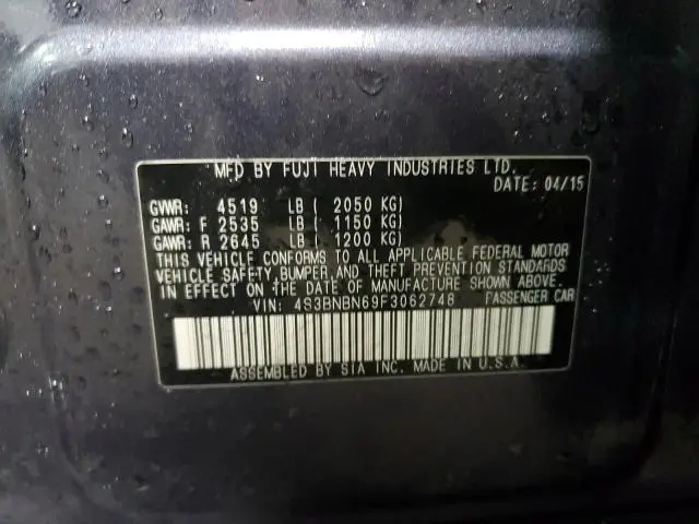 2015 SUBARU LEGACY 2.5I LIMITED