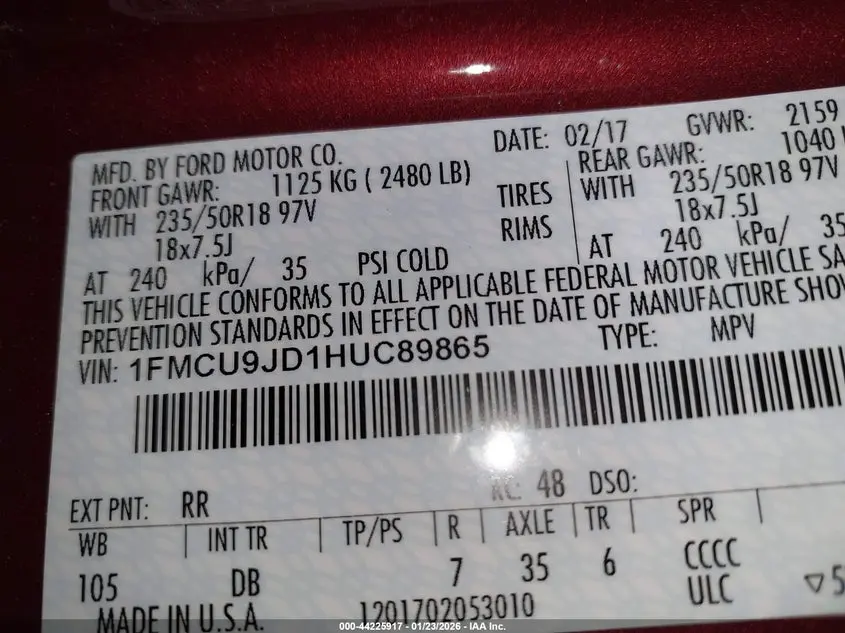 2017 FORD ESCAPE TITANIUM