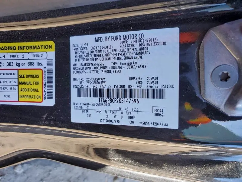 2019 FORD MUSTANG GT  