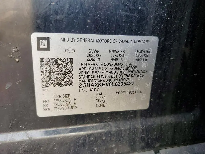 2020 CHEVROLET EQUINOX LT  