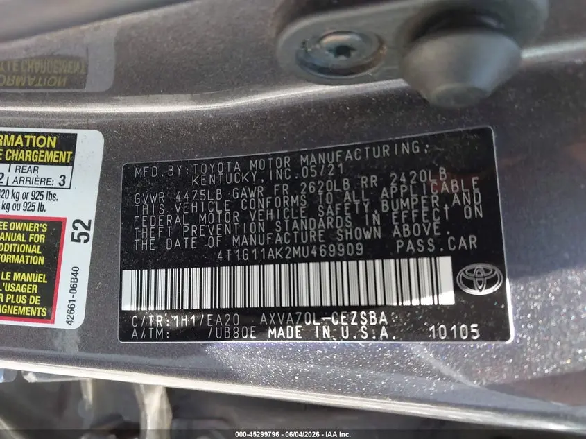 2021 TOYOTA CAMRY SE