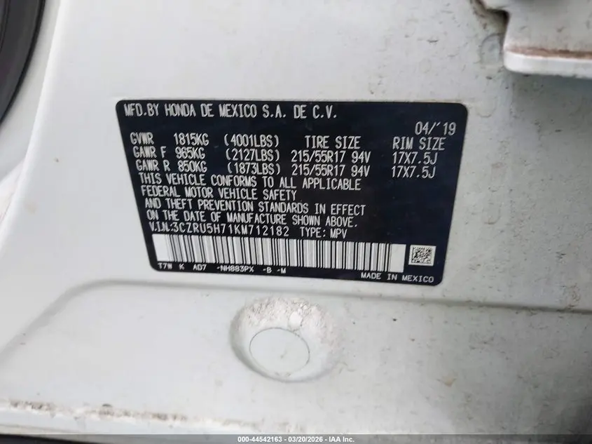2019 HONDA HR-V EX-L