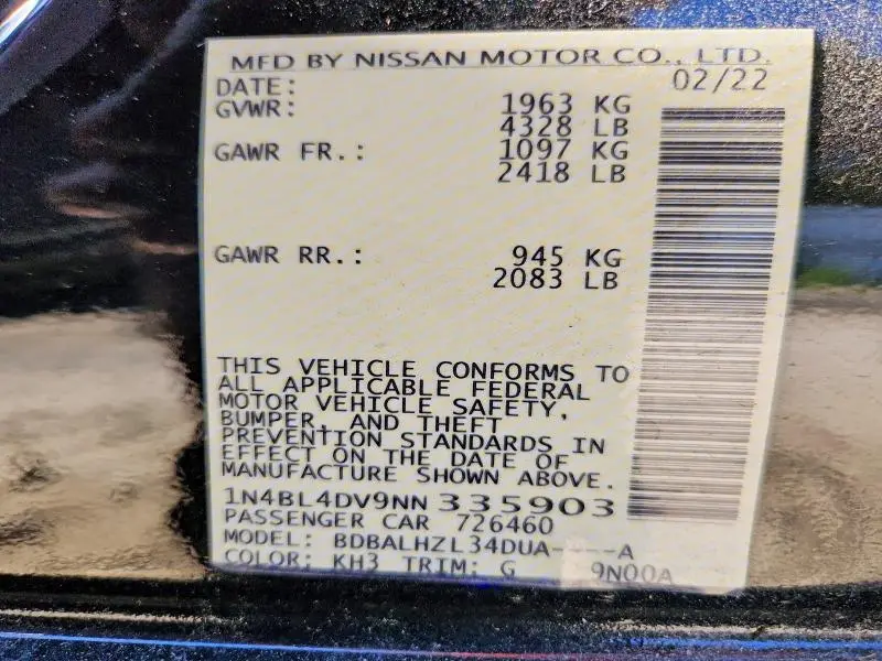 2022 NISSAN ALTIMA SV  