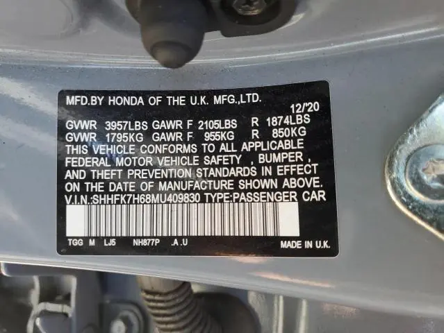 2021 HONDA CIVIC EX  