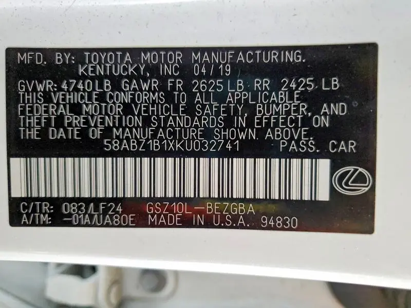 2019 LEXUS ES 350 F SPORT  