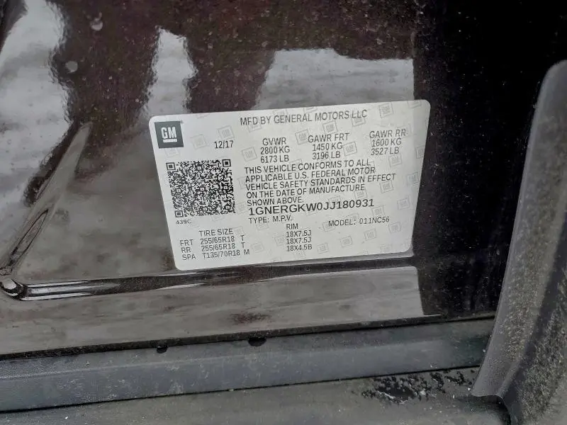 2018 CHEVROLET TRAVERSE LT  