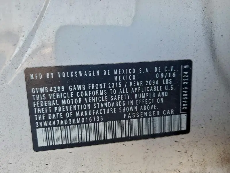 2017 VOLKSWAGEN GTI S/SE  