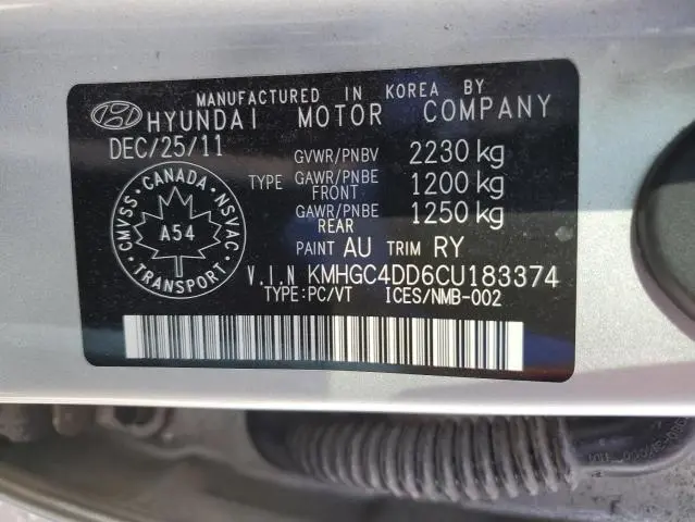2012 HYUNDAI GENESIS 3.8L  