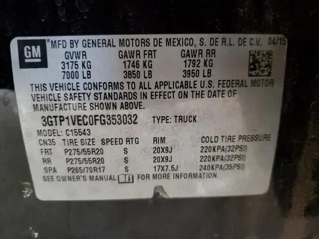 2015 GMC SIERRA C1500 SLT  