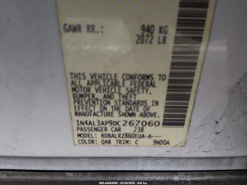 2013 NISSAN ALTIMA 2.5 S