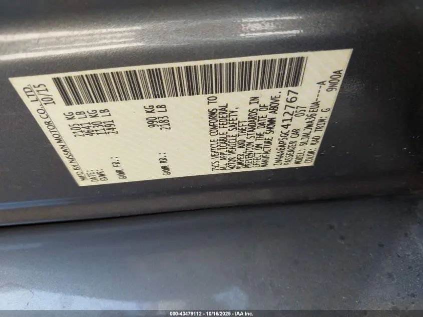 2016 NISSAN MAXIMA 3.5 SV