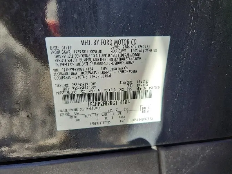 2019 FORD TAURUS LIMITED  