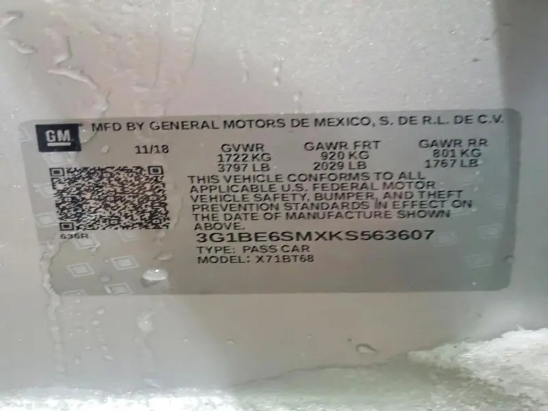 2019 CHEVROLET CRUZE LT  