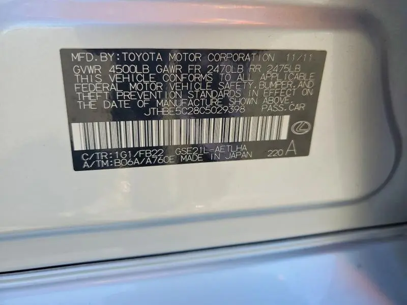 2012 LEXUS IS 350  