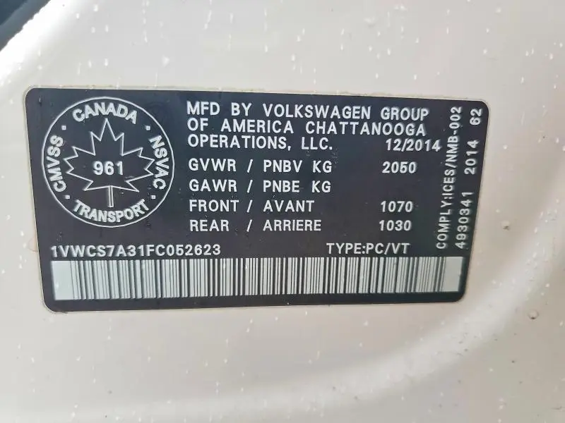 2015 VOLKSWAGEN PASSAT SEL  