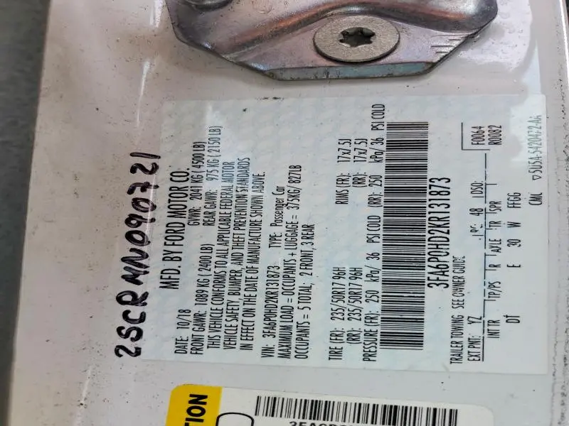 2019 FORD FUSION SE  