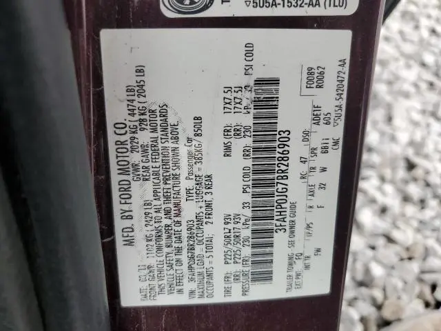 2011 FORD FUSION SEL  