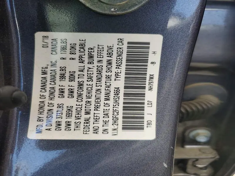 2018 HONDA CIVIC EX  