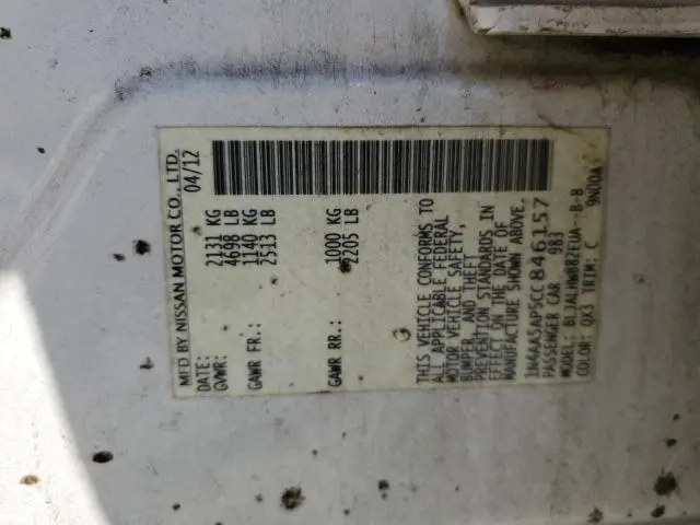 2012 NISSAN MAXIMA S  